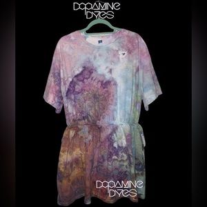 Cinch waist ice dye dress